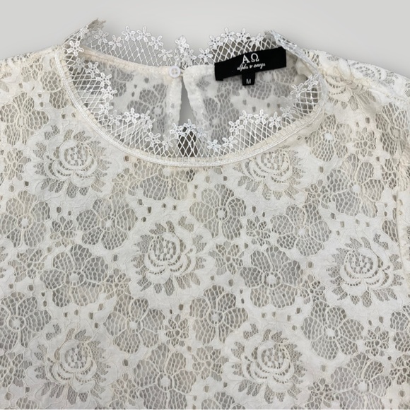 Alpha & Omega Lace Bell Sleeve Blouse - Picture 4 of 13